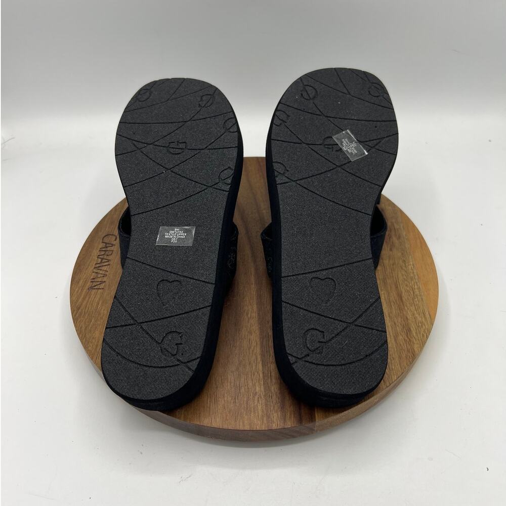 Guess Tuta Black Bow Rhinestone Thong Sandals Women's Size 9 New - Picture 6 of 9